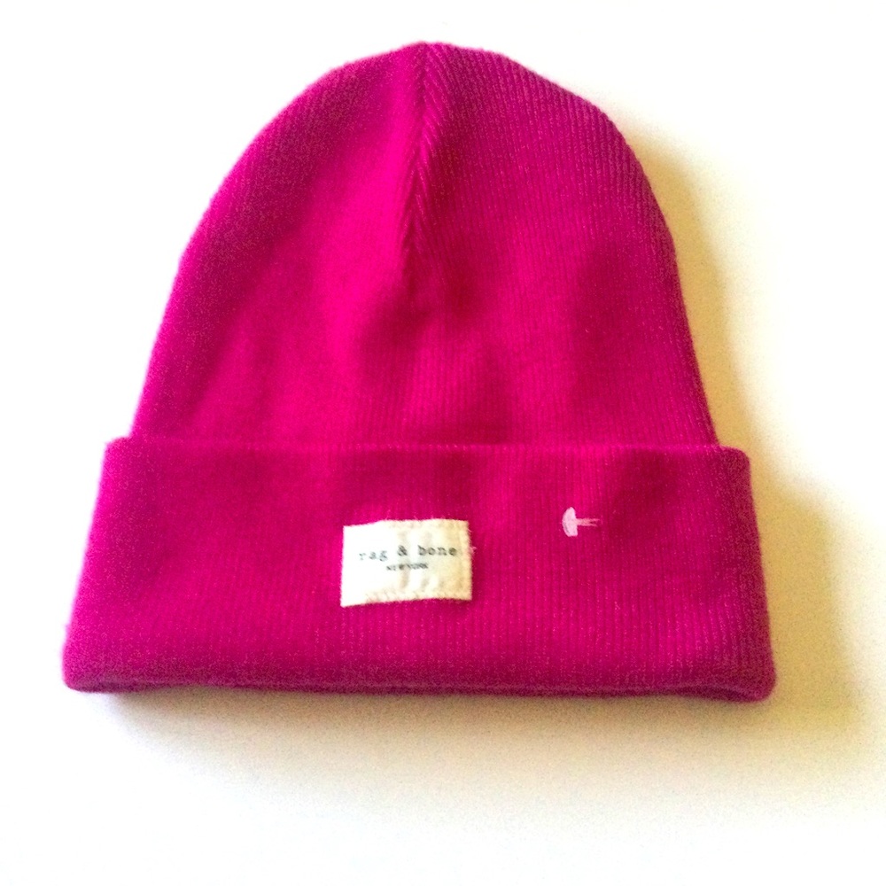 RAG & BONE ADDISON WOOL BEANIE HOT PINK OS NWOT